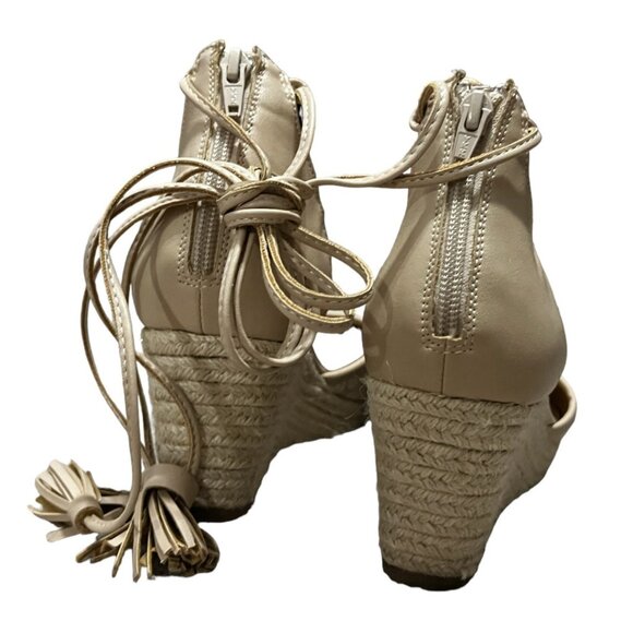 ComfortView Ryann Crochet Espadrilla Wedge Heels sz 8 Wide Lace Up Ankle - Picture 12 of 15